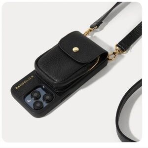 (#20) River Magnet Crossbody Phone Case - Black/Gold
